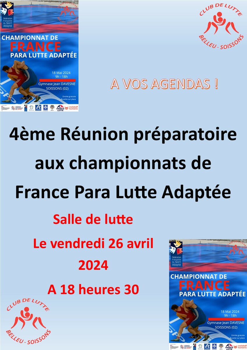 4ème Réunion Préparatoire aux championnats de France Para Lutte 2024
